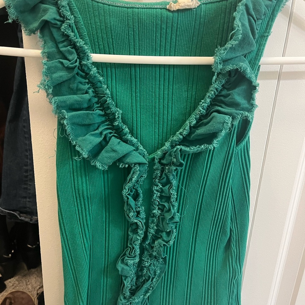 Free People Green Ruffled Dress